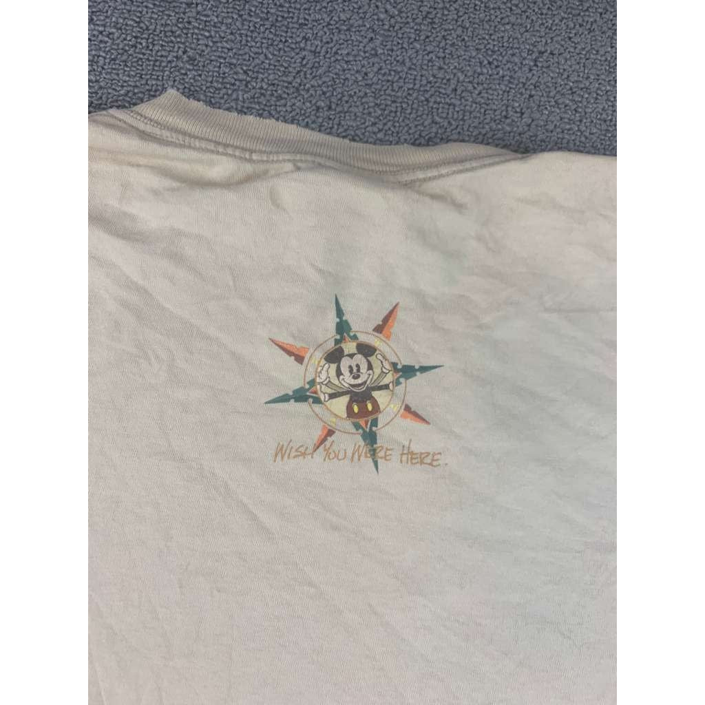 Vinatge Disney Tan Size Large World Tour Mickey Mouse Park Short Sleeve T Shirt