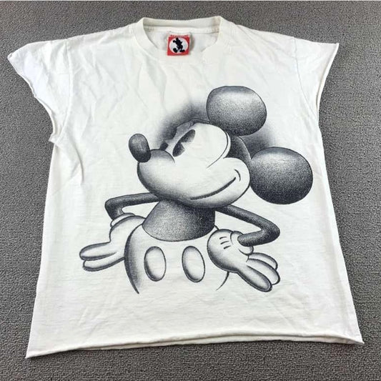 Disney Mickey Inc Theme Parks Tee Medium White Big Face 90s Vintage USA