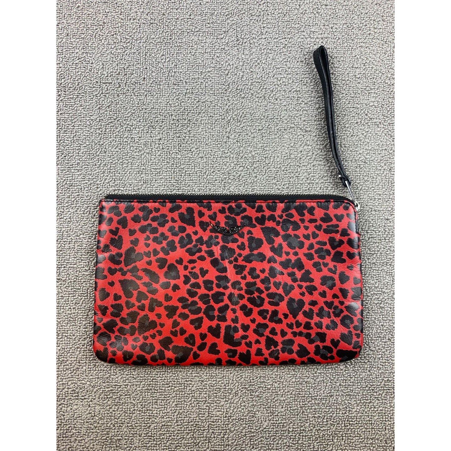 Zadig & Voltaire Women One Size Red And Black Leopard Clutch Bag Wristlet