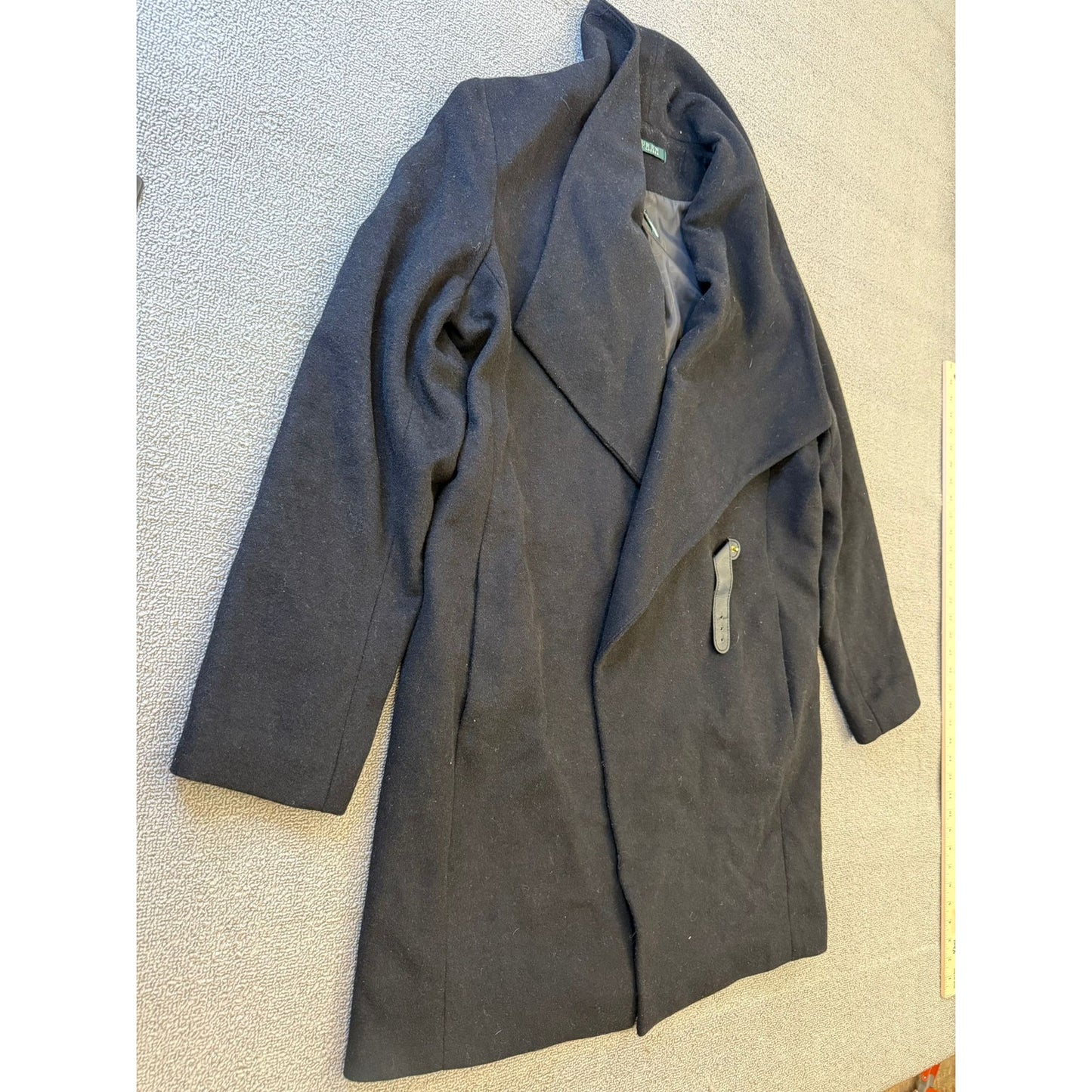 Lauren Ralph Lauren Women's 12 Black Wool Blend Wrap Draped Coat
