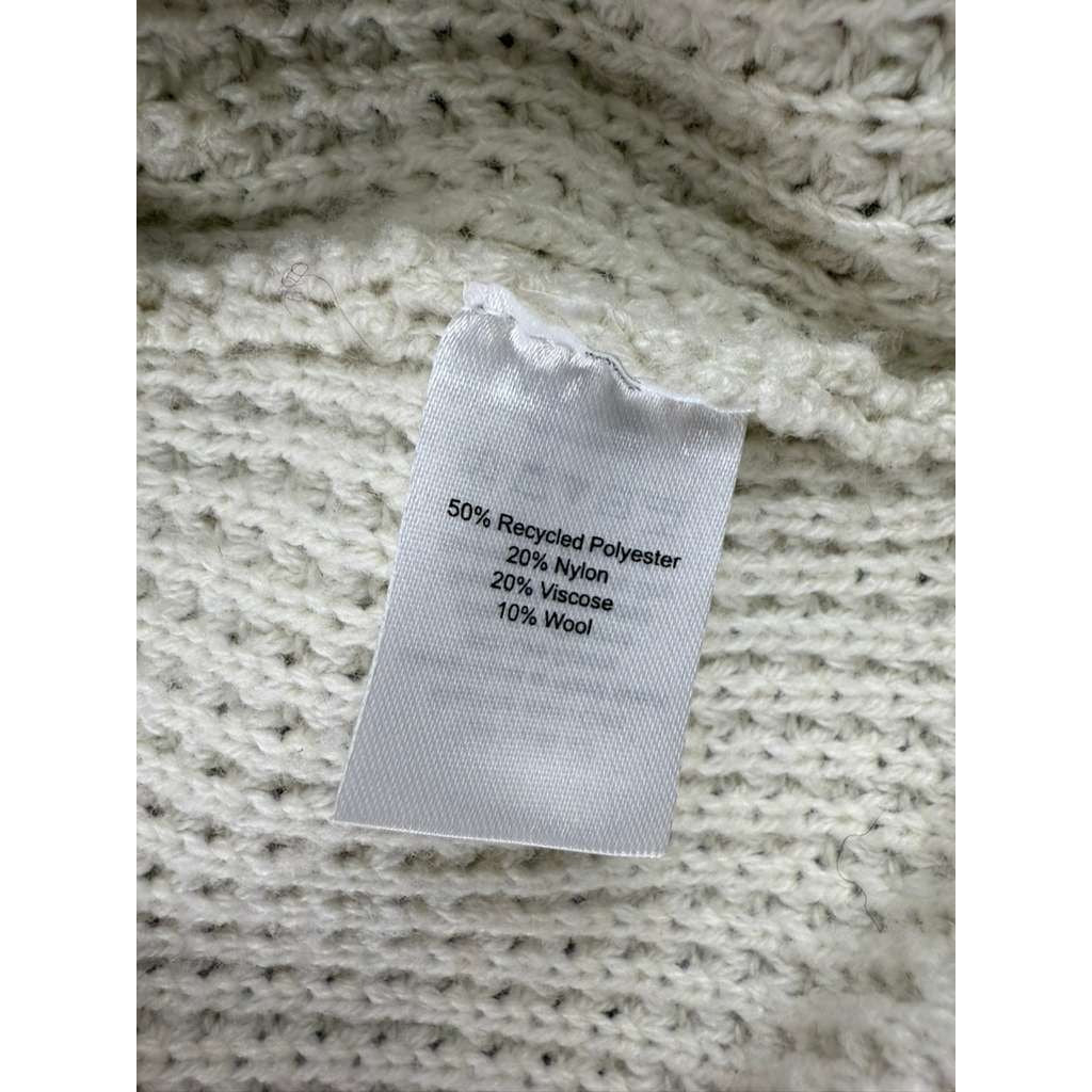 Long Wharf Women's Medium White Montauk SeaWell Crew Fisherman Sweater