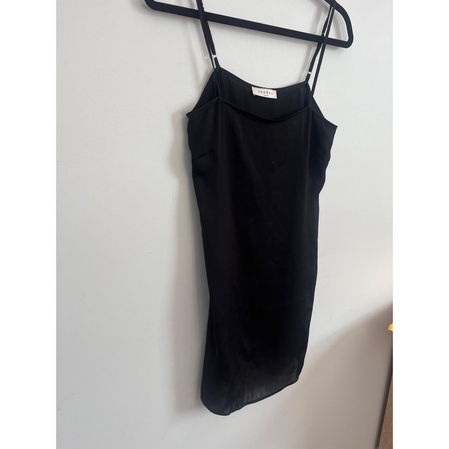 Sandro Paris Slip Dress Women 1 Black Silk Blend Mini Spaghetti Strap