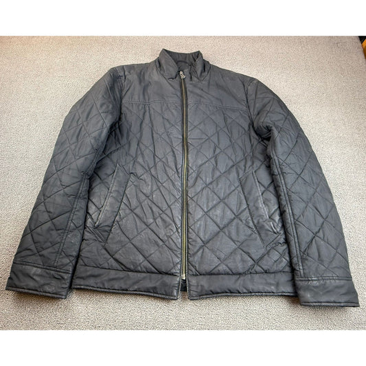 BANANA REPUBLIC Men's Small Diamond Quilted Jacket Black Zip-Up
