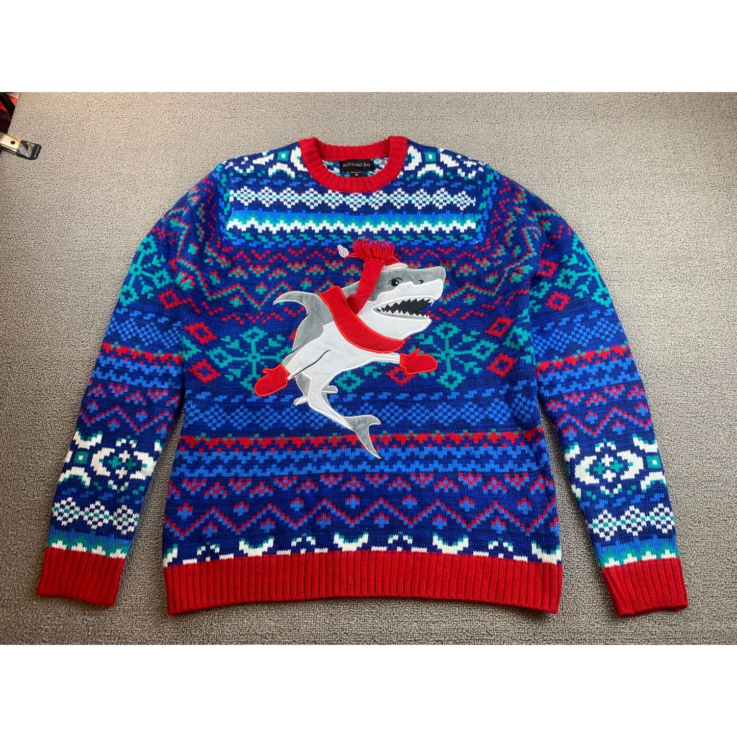 Blizzard Bay Women's Medium Santa Shark Ugly Holiday Christmas Sweater