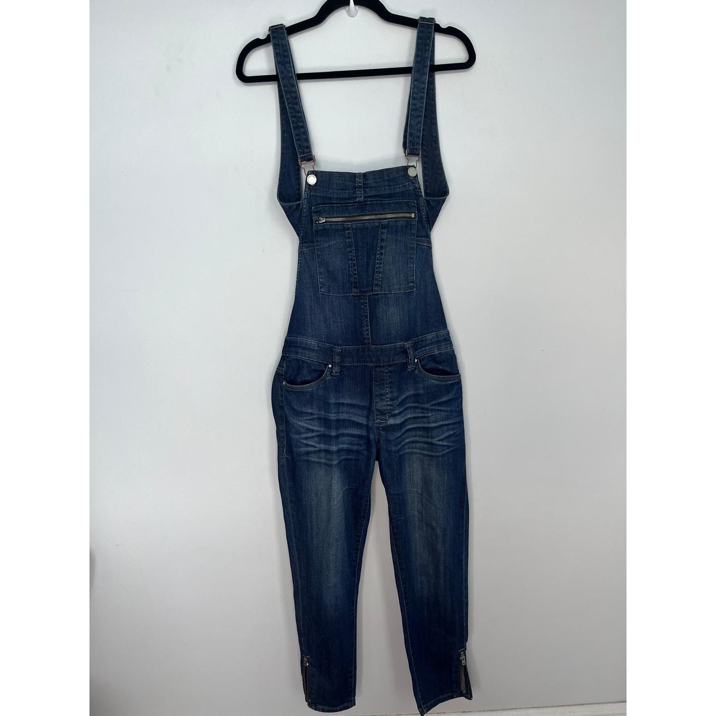 BlankNYC Denim Overalls Women 27 Blue Medium Wash Adjustable Straps Zippered Bib
