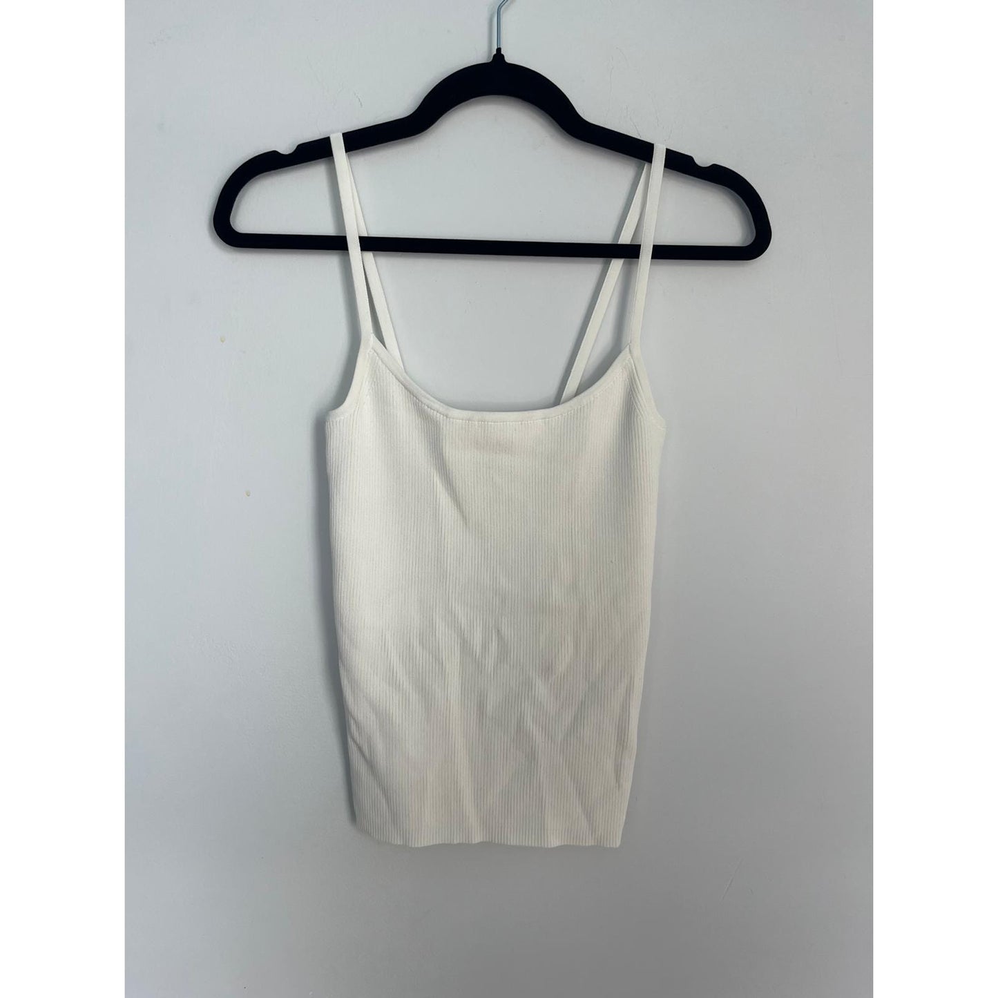 Intermix Ribbed Knit Cami Top Women Small White Minimalist Summer Tank