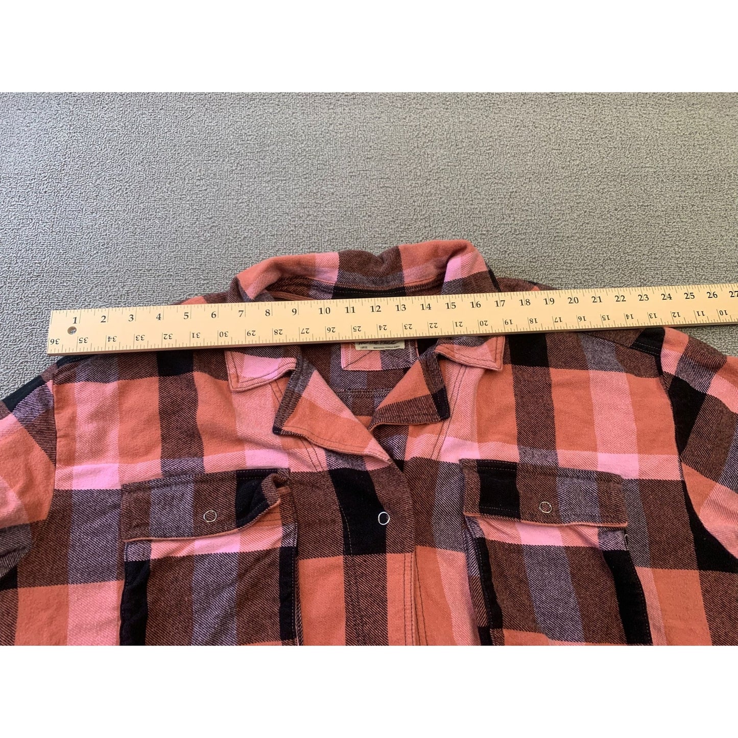 Free People We The Free Women's Large Pink Plaid Flannel Button Up Shirt