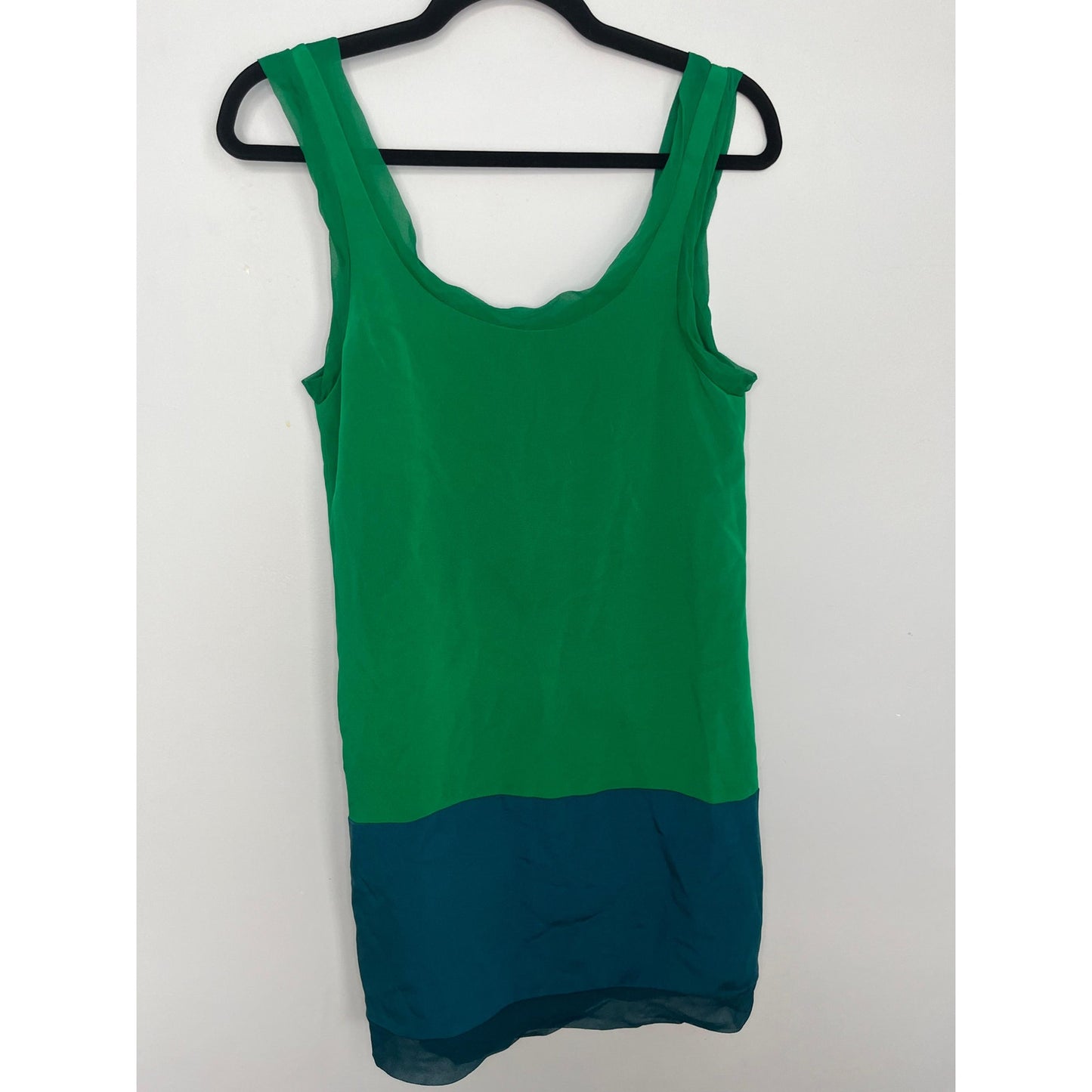 Thakoon Sleeveless Colorblock Dress Women 4 Green Blue Chiffon Shift