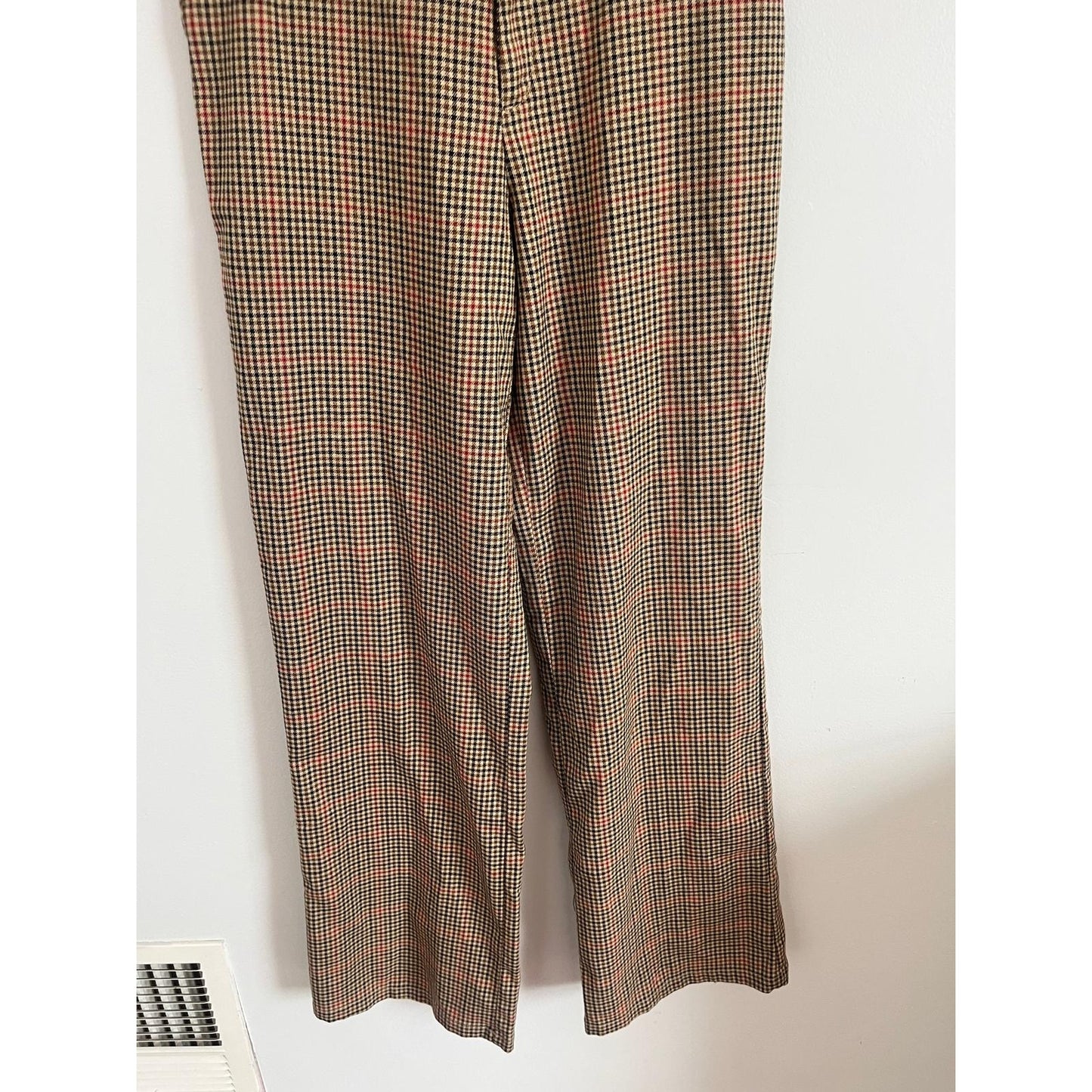 J Galt Plaid Trousers Women Size S Brown Red Straight Leg High Waist