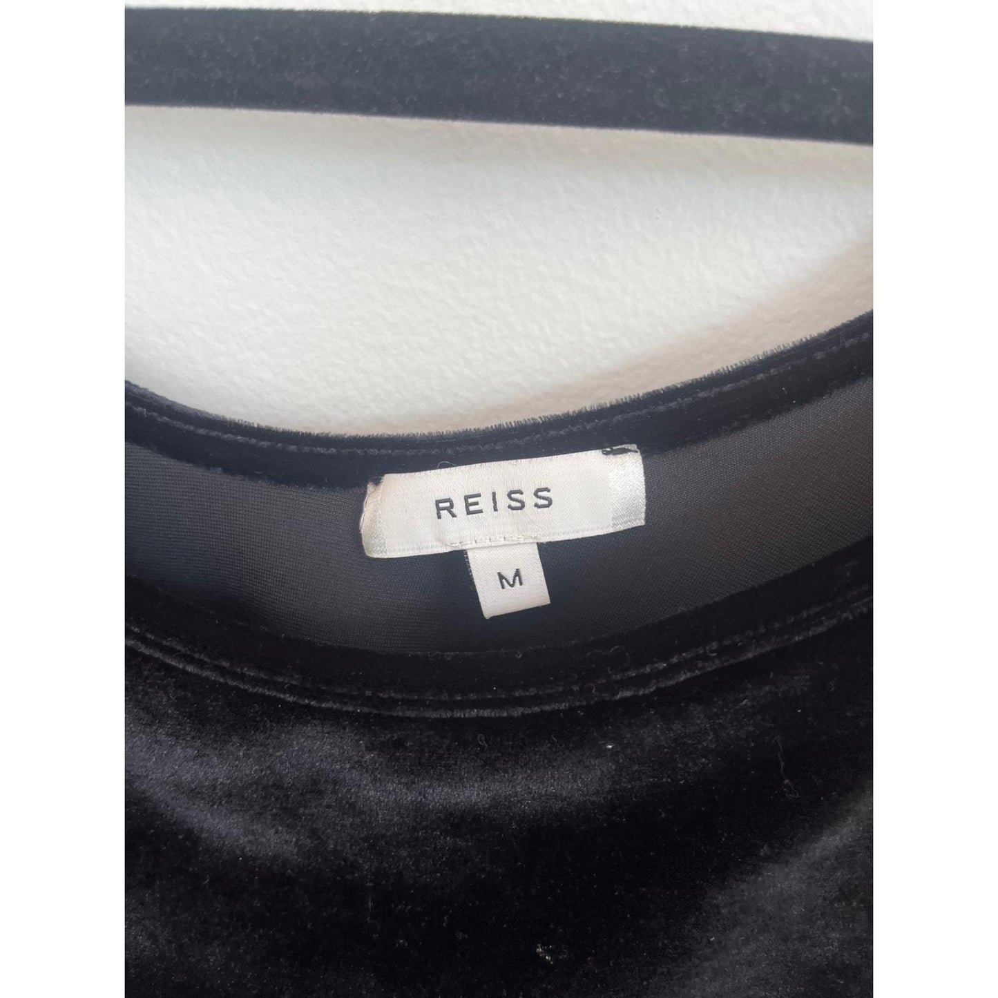 REISS Velvet Mini Dress Women M Black Scoop Back Partywear