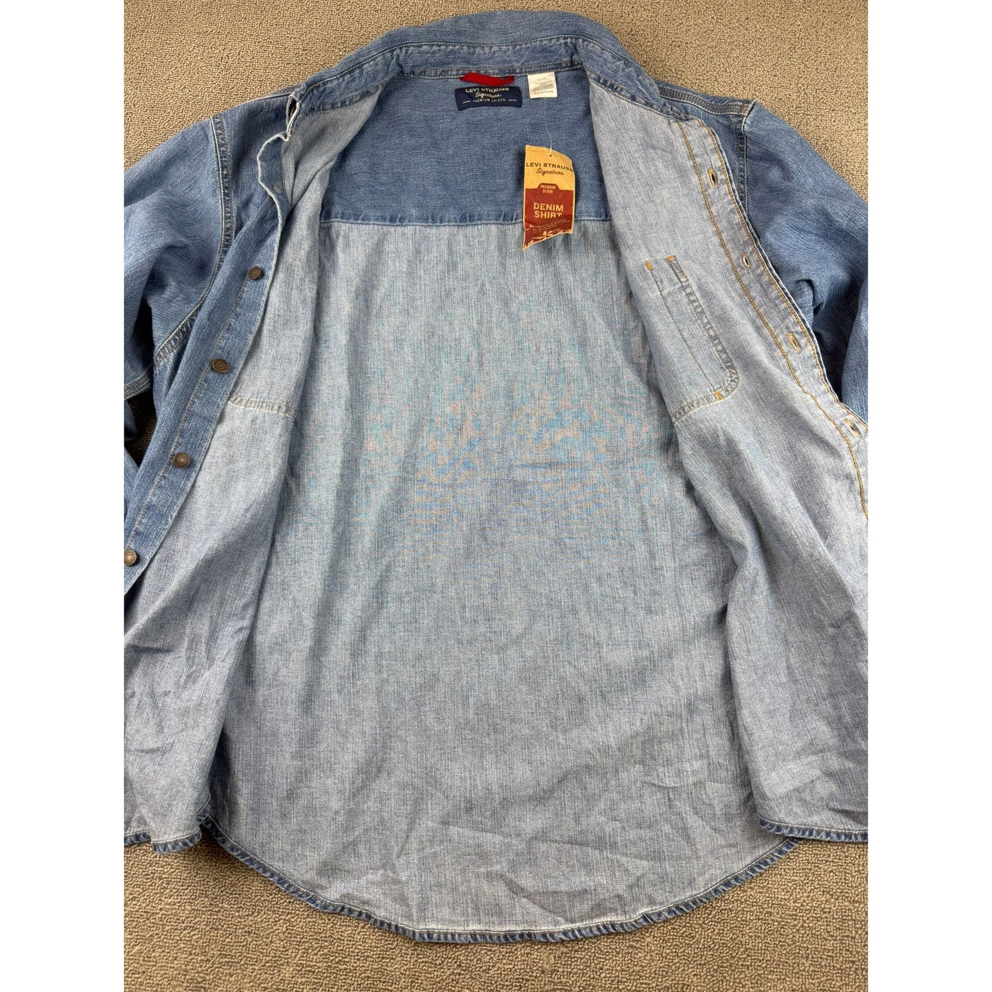 VTG Levi Strauss Signature Denim Shirt Men XL Long Sleeve Two Pocket Bangladesh