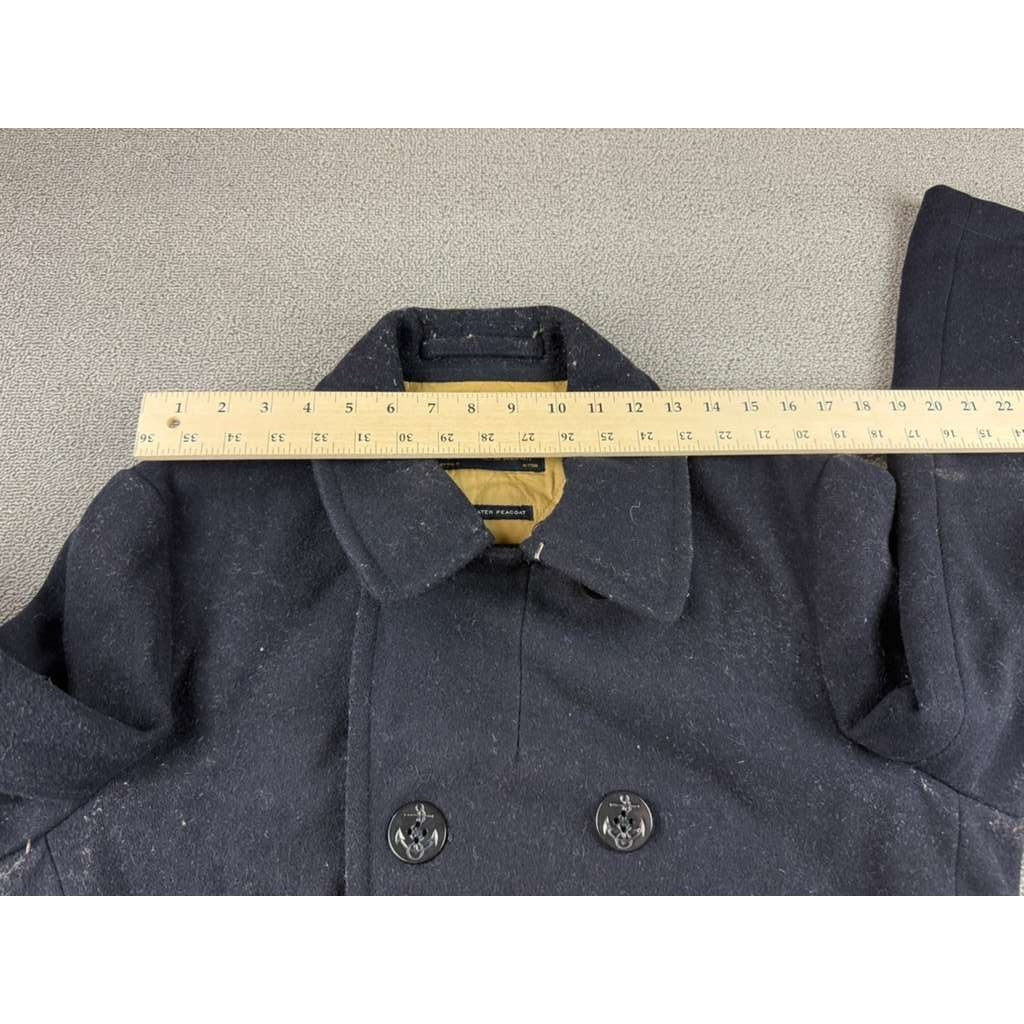 VTG J. Crew Dayswatter Navy Medium Double Breasted Military Peacoat 100% Wool
