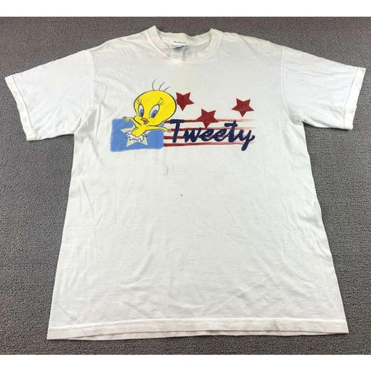 Vintage Looney Tunes Shirt Women's M Tweety Bird American Fireworks Star Cartoon