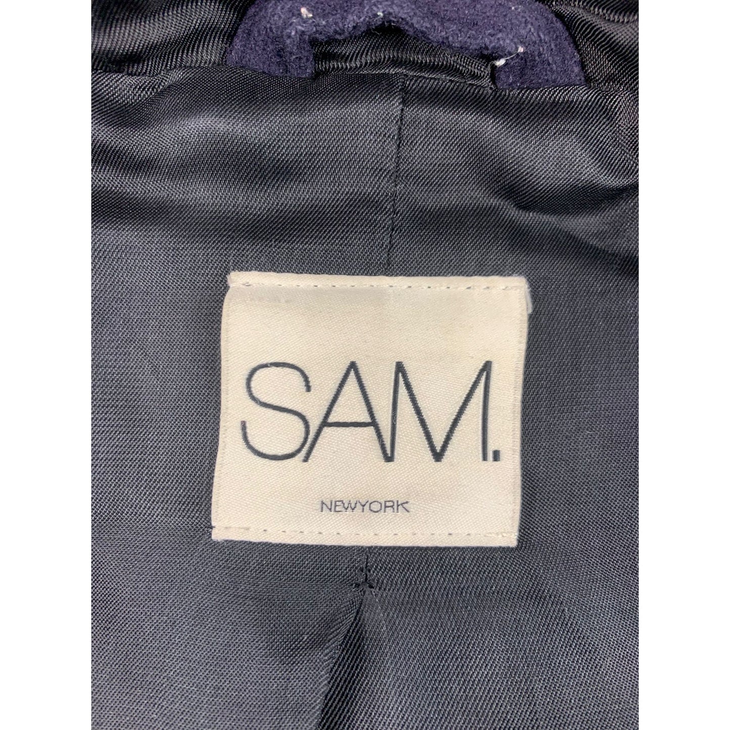 SAM Parka Women's Size Small Blue Jacket Wool Blend Real Fur Hood