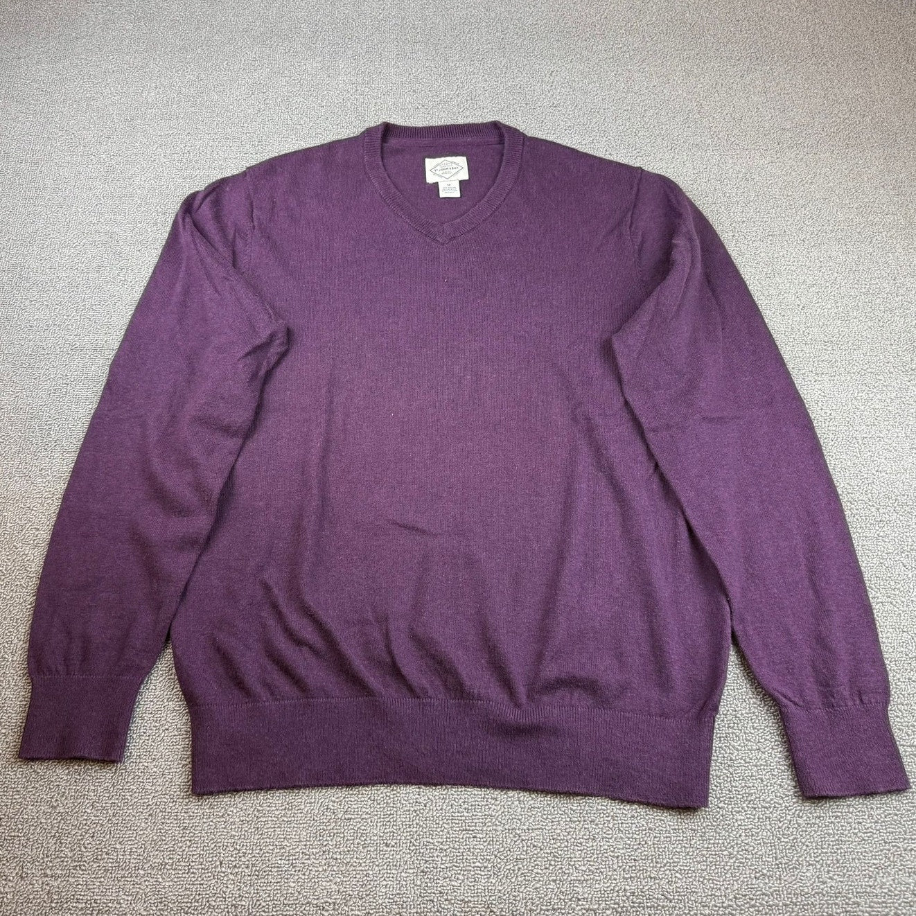 Y2k St. John's Bay Men's Medium Purple Lightweight V-Neck Sweater Cotton Blend