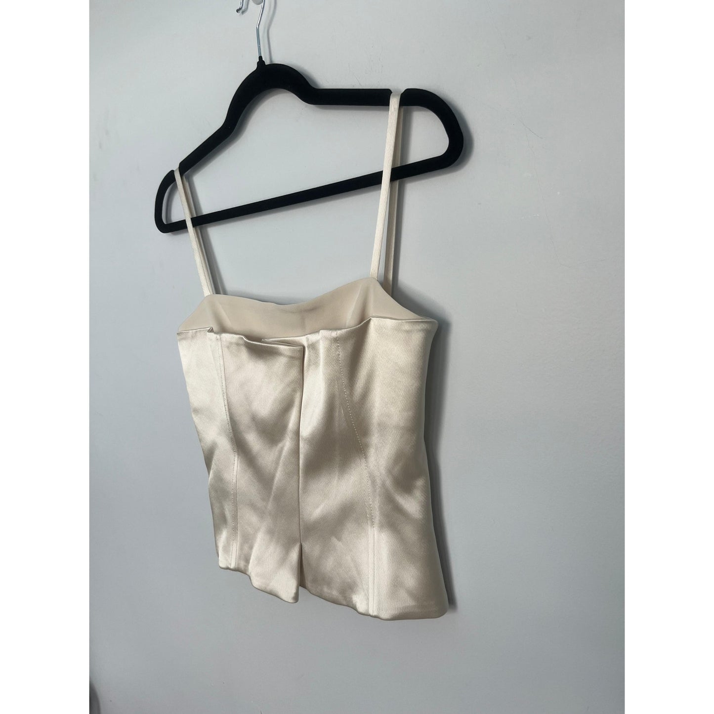 Kimberly Taylor Satin Corset Cami Top Women Small Strapless Bustier Ivory