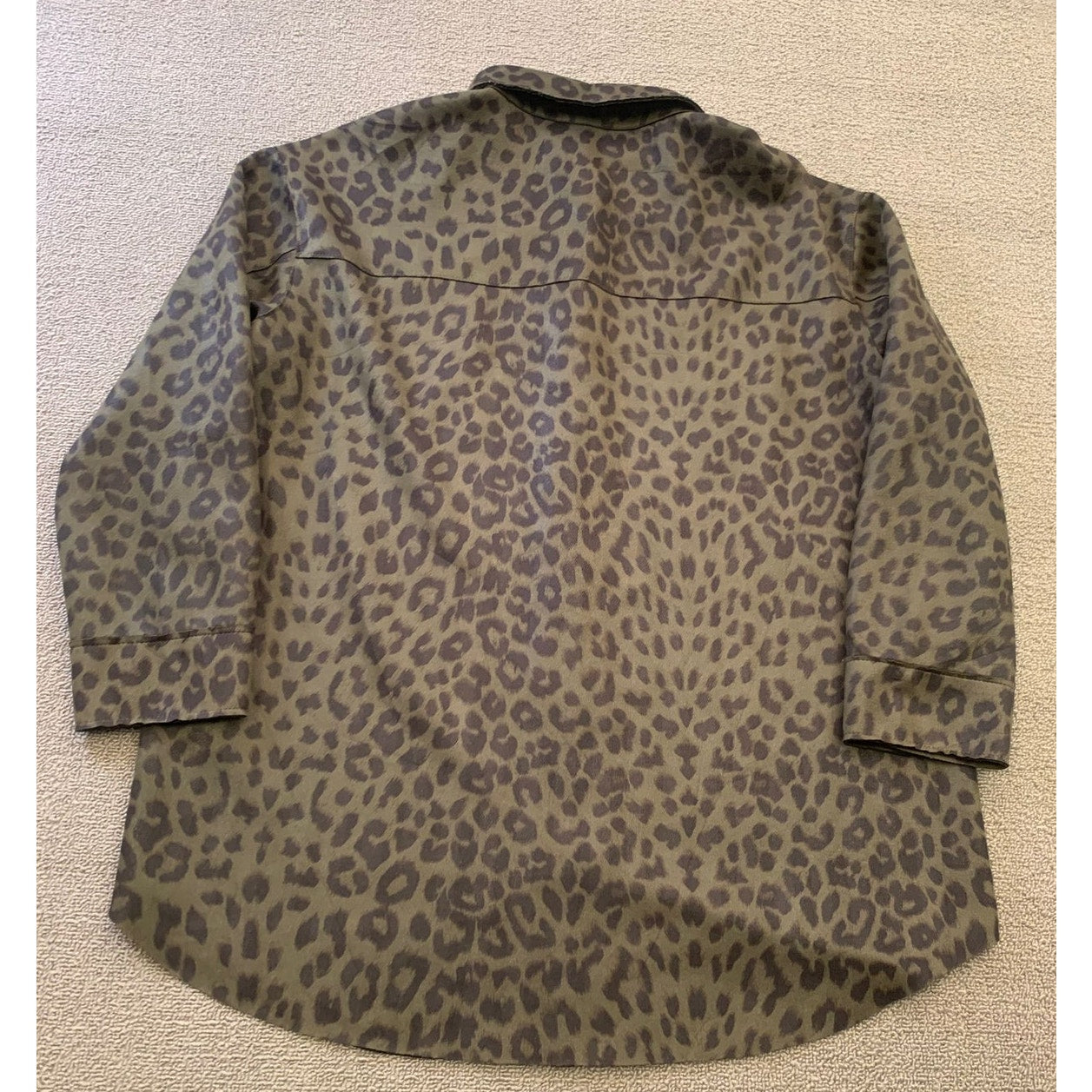 ZARA Women's Medium Olive Green Leopard Print Shacket