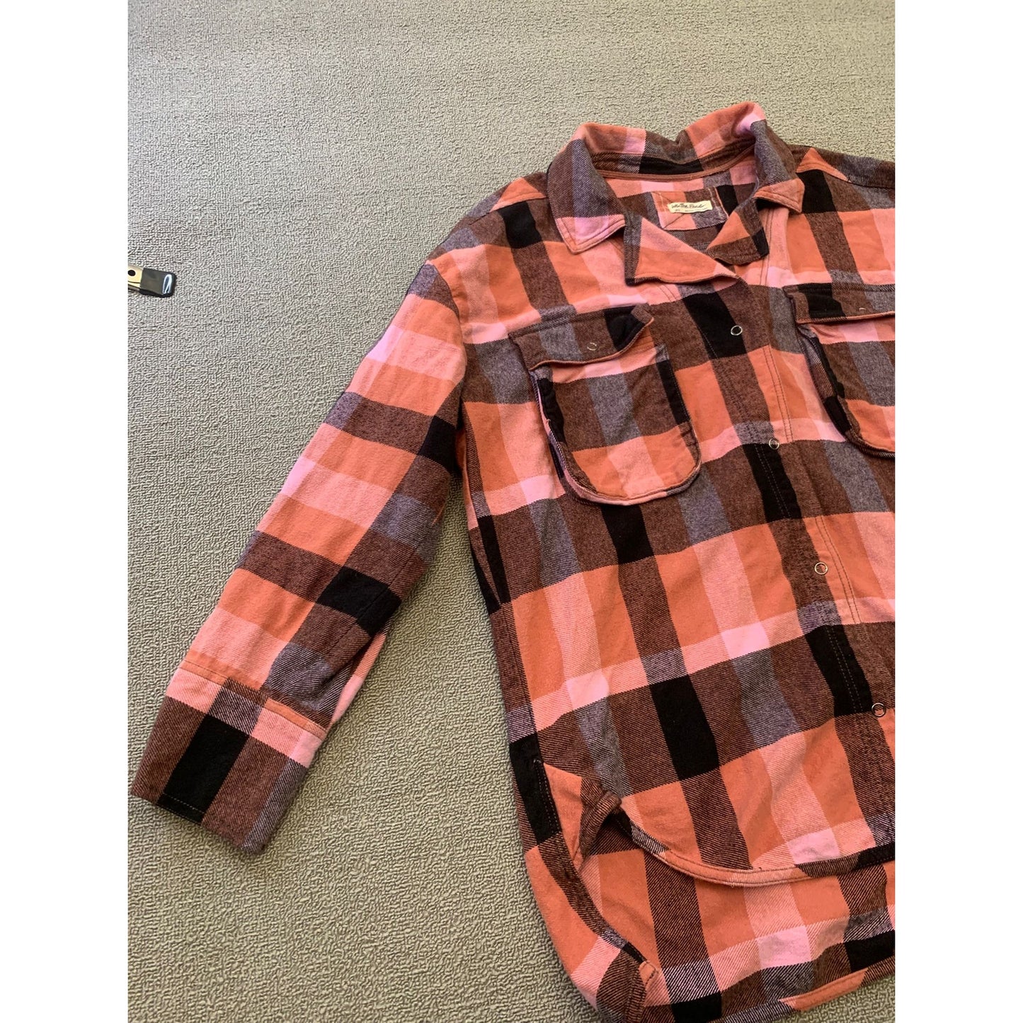 Free People We The Free Women's Large Pink Plaid Flannel Button Up Shirt