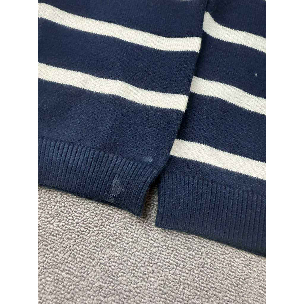 Cotton On Lux Collared Polo Sweater Women S Navy White Stripe Cropped Preppy