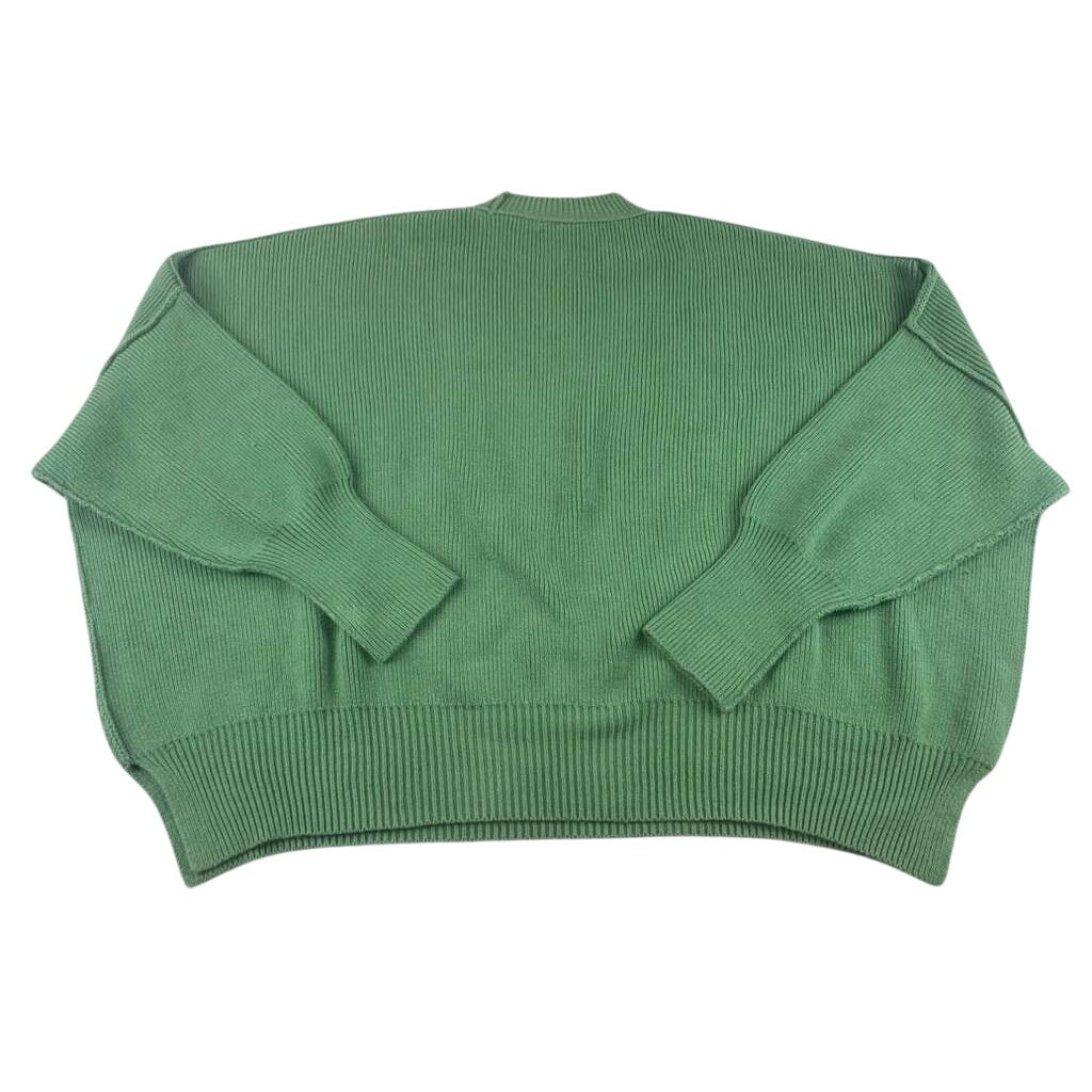 Free People Easy Street Tunic Sweater Size Small Green Knit Crewneck Oversized