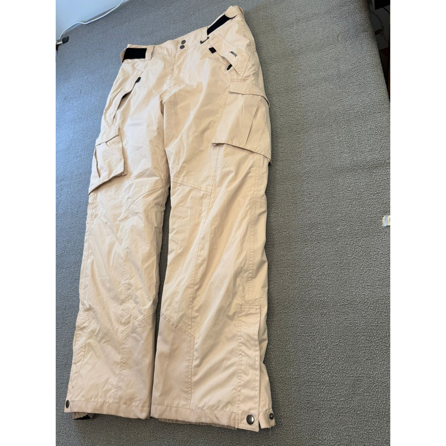 WULFUL Men's Large Snow Ski Pants Cargo White Insulated Winter Outdoor Trousers