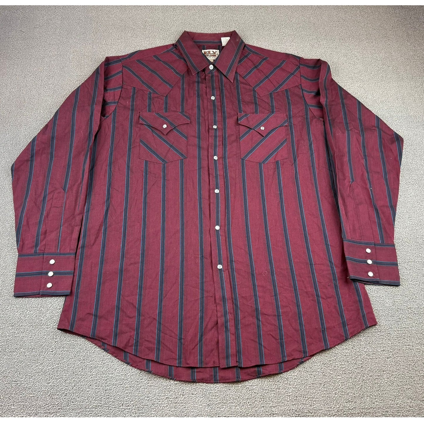 Vintage Ely Catleman Men Western Wear Pearl Snap Shirt Short Sleeve Large Stripe
