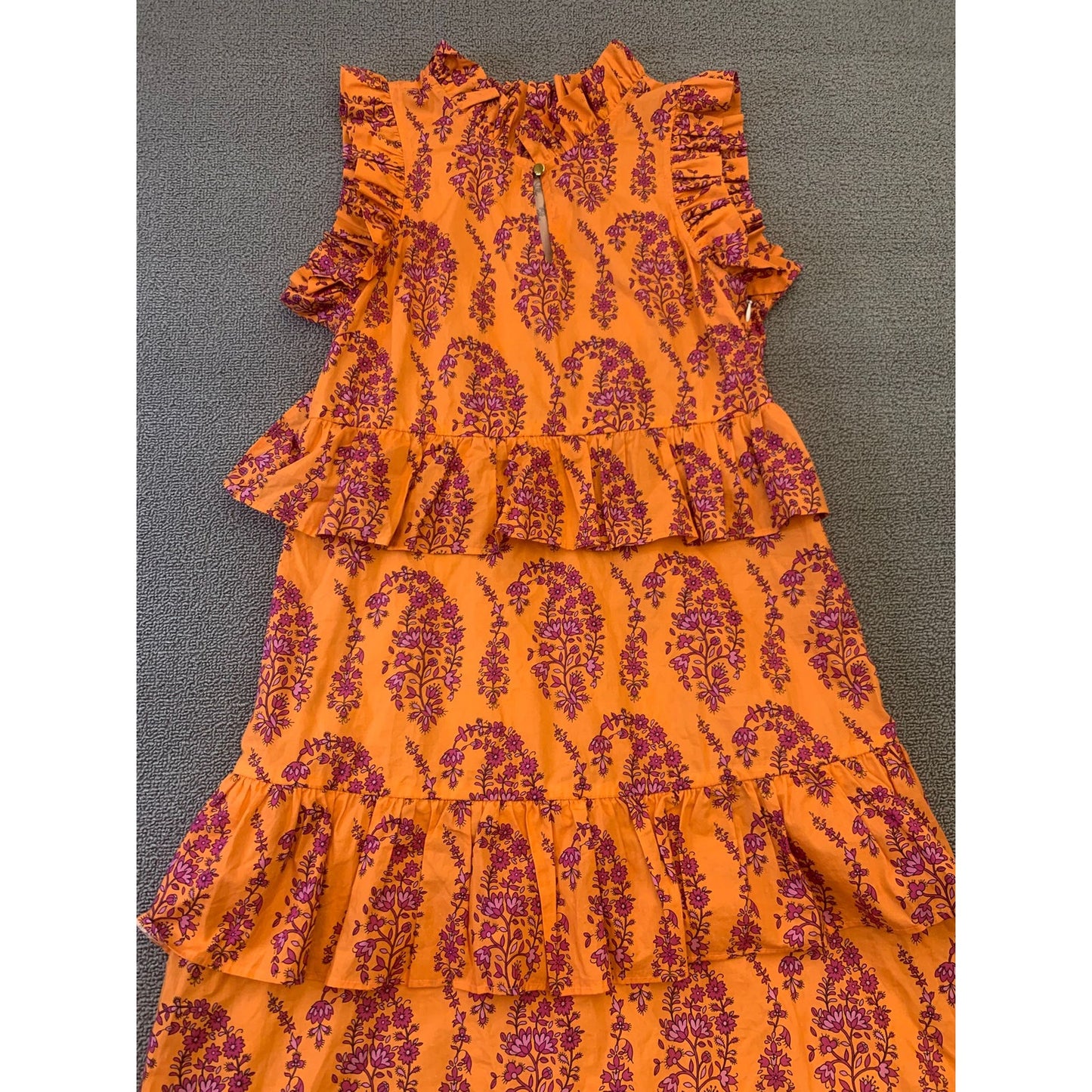 M.D.S. Stripes Women's Orange Floral Paisley Long Dress