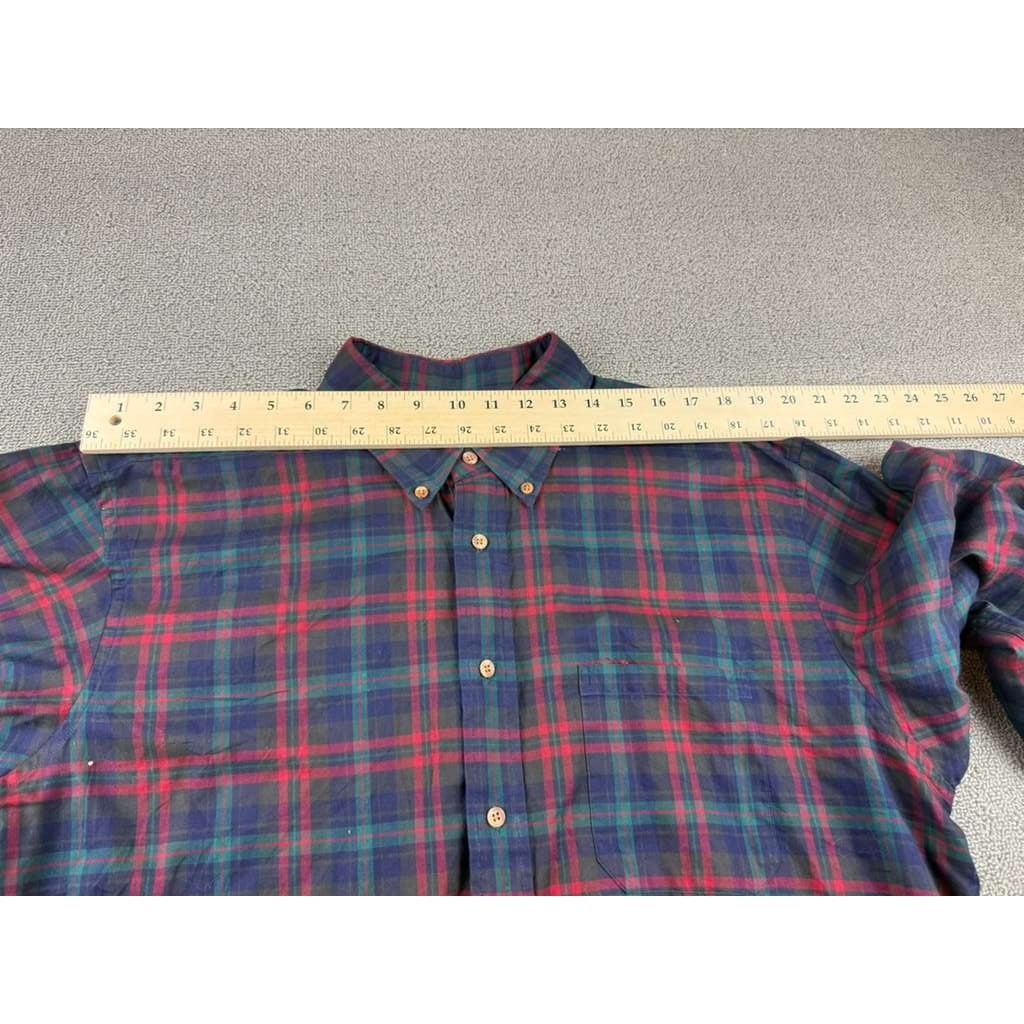 Brooks Brothers Button Down Shirt Mens XL Plaid Cotton Vintage Hong Kong