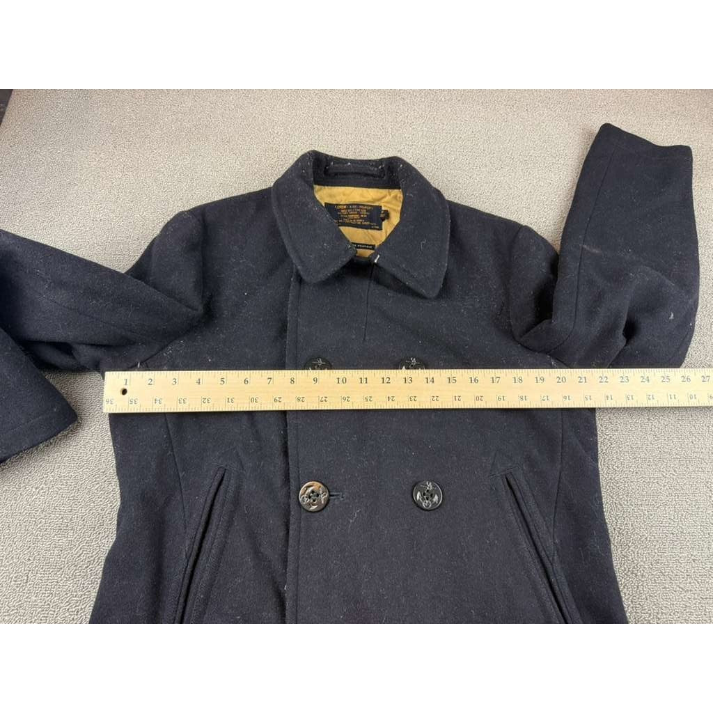 VTG J. Crew Dayswatter Navy Medium Double Breasted Military Peacoat 100% Wool