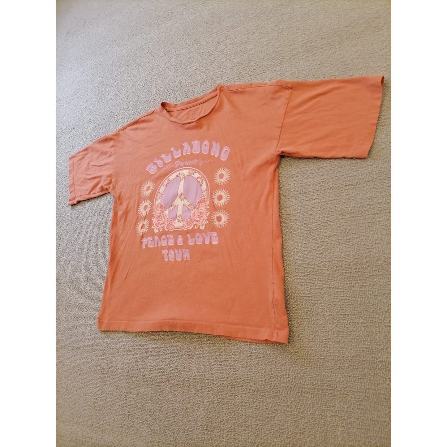 Billabong Women Small Coral Short Sleeve T-Shirt Relaxed Fit Surf Shirt