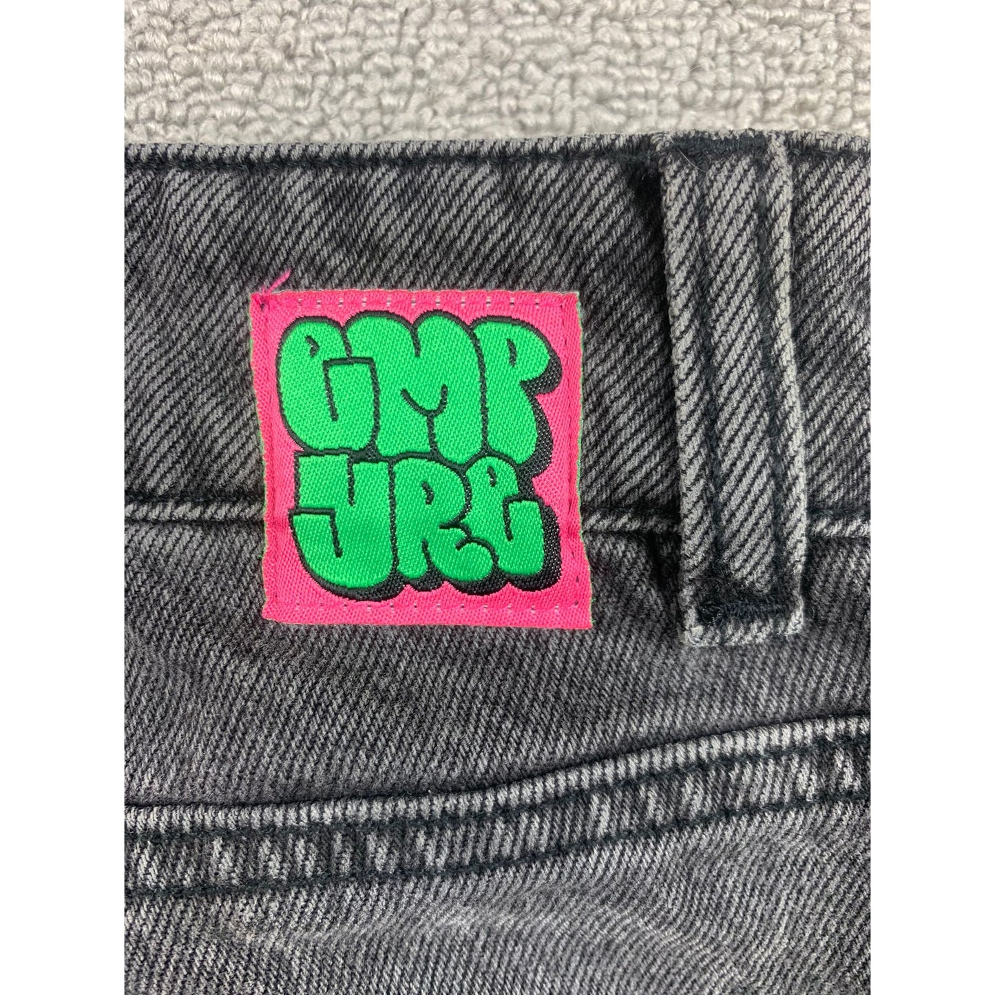 Empyre Denim Jeans Size 3 Black Faded Gray Embroidered Patches