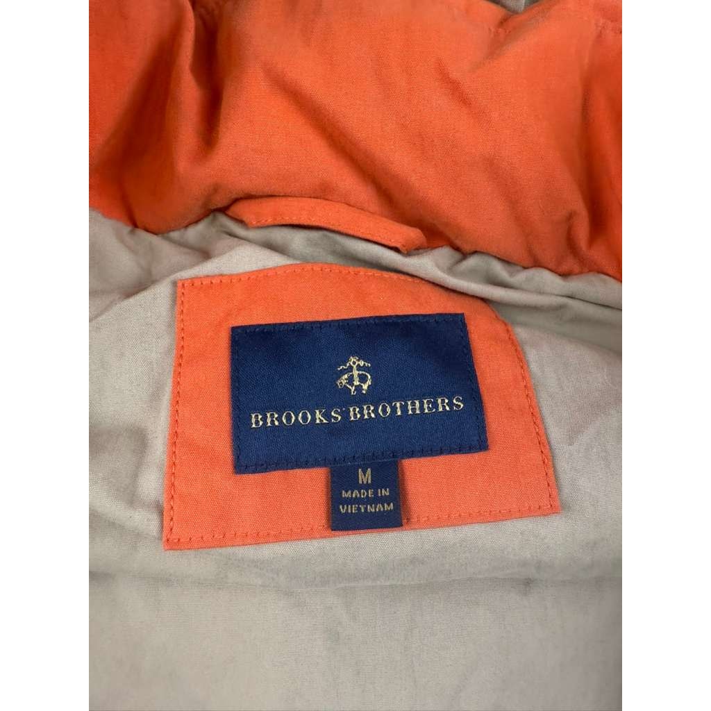 Brooks Brothers Quilted Down Hooded Parka Medium Jacket Orange