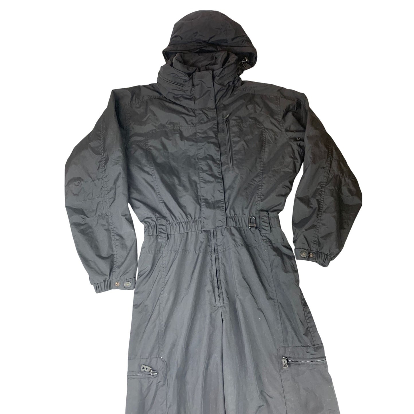 VTG Bogner Women 8 Long Black Ski Suit Hooded One Piece USA Made Winter Cold