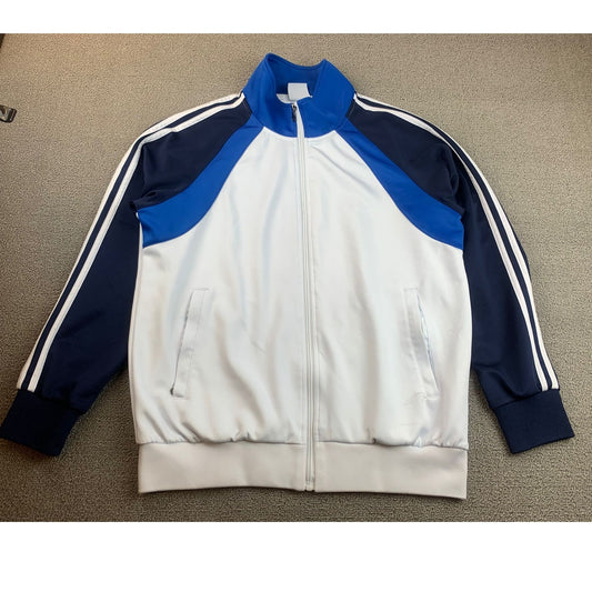 Sports Essentials Men's S White Blue Navy Full Zip Up Athletic Track Jacket