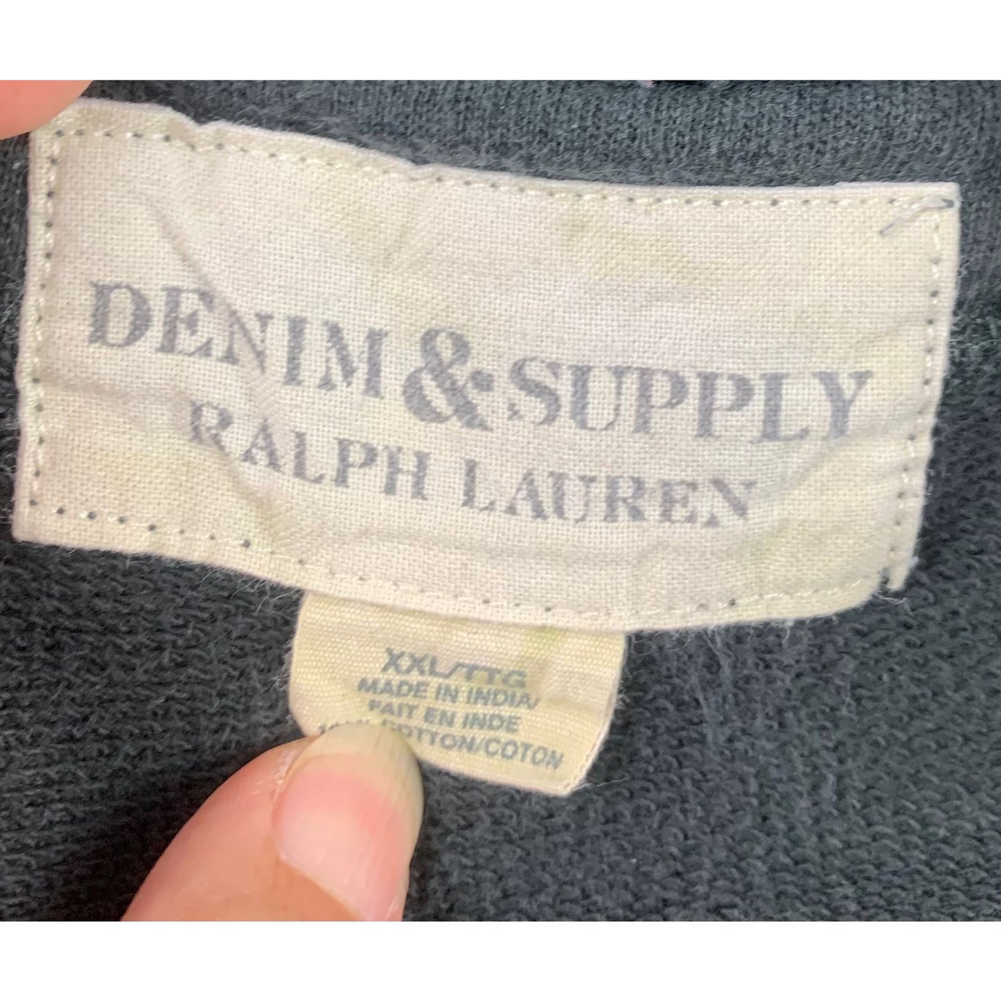 Vintage 90's Denim & Supply Ralph Lauren Men's XXL Graphic Grey Hoodie