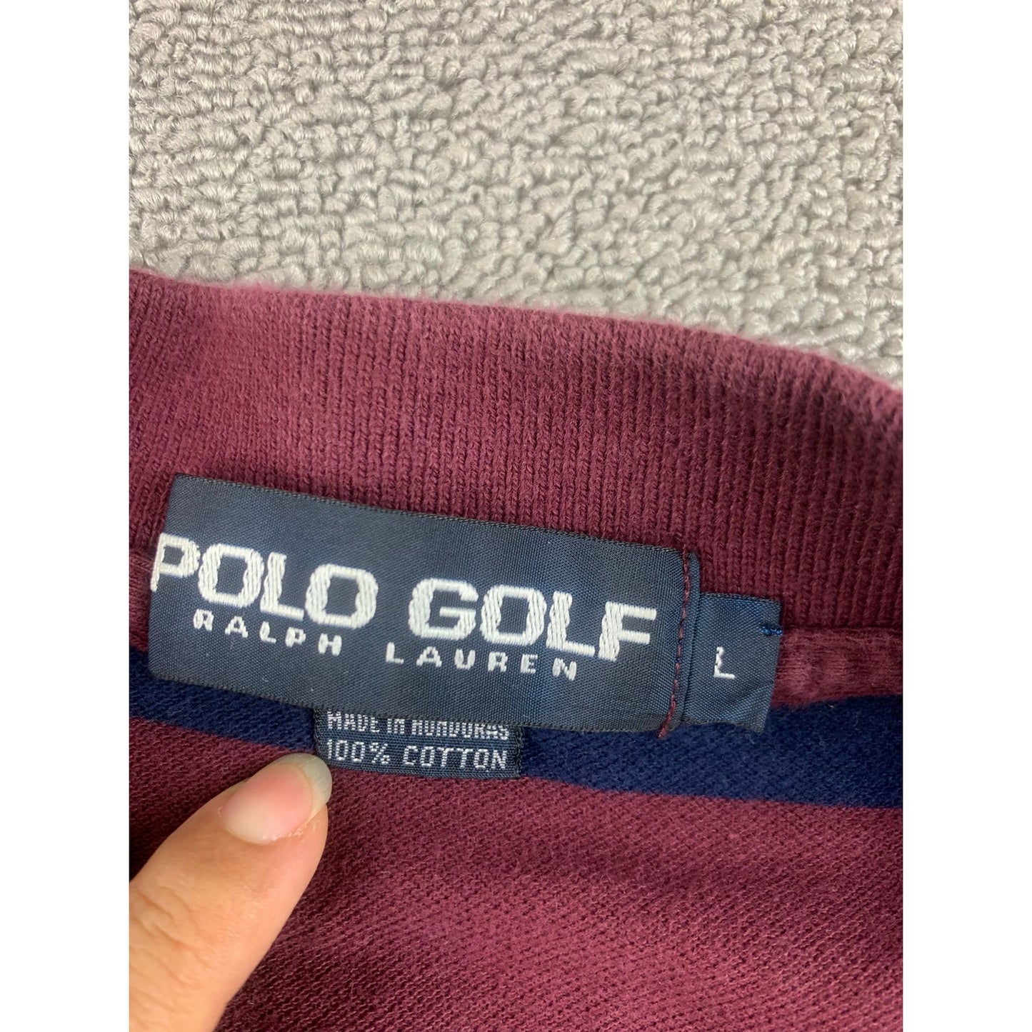 Polo Golf Ralph Lauren Polo Shirt Men's L Navy Burgundy Rugby Stripe Crest