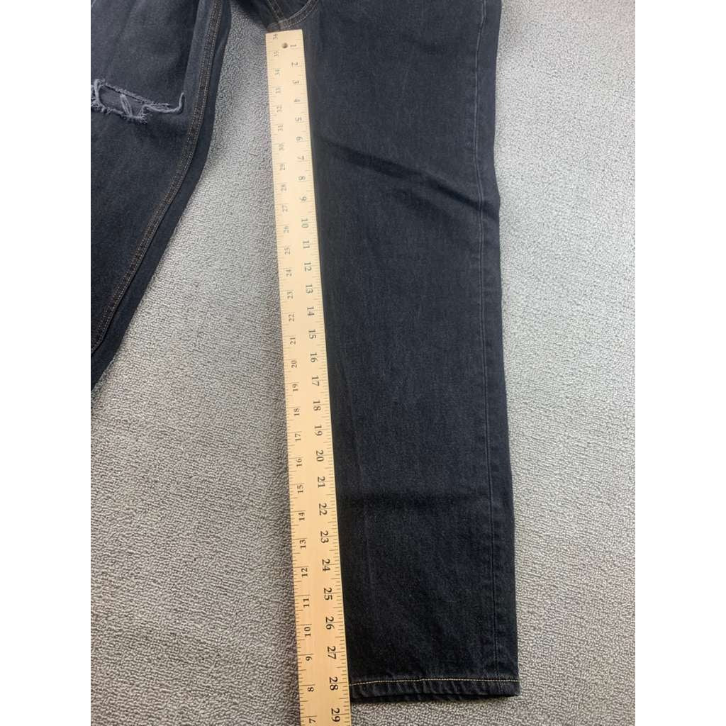 Still Here New York Jeans Women 25 High Rise Straight Leg Black Distressed