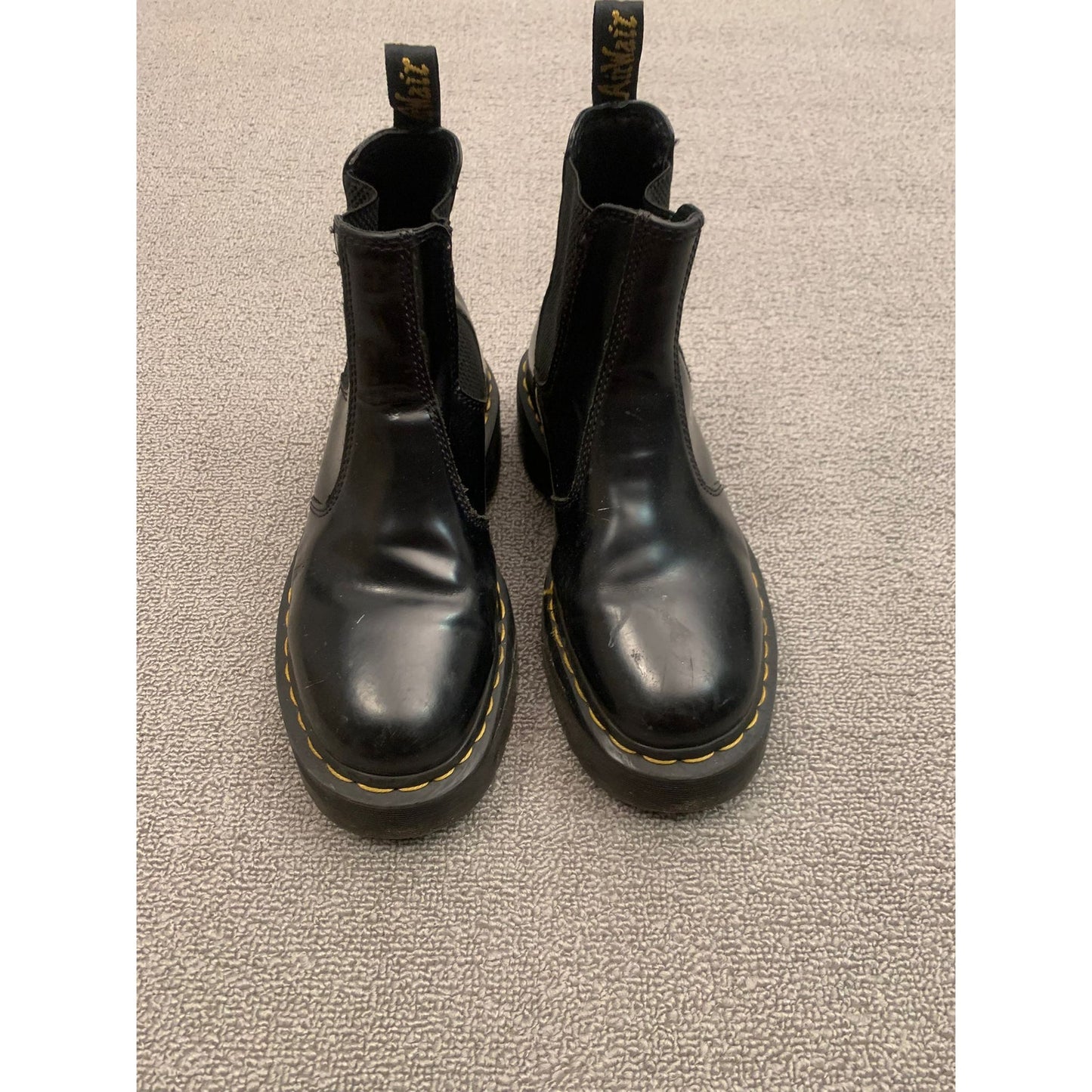 Dr Martens 2976 QUAD Platform Chelsea Boots Black Leather Size Mens 6 Women’s 7