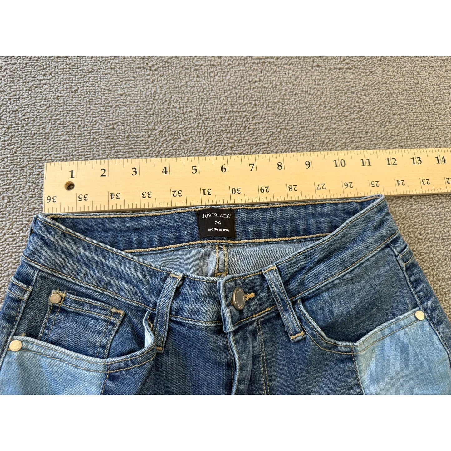 JUSTBLACK Female Light Dark Wash Denim Jeans Size 24 Raw Hem Straight Leg