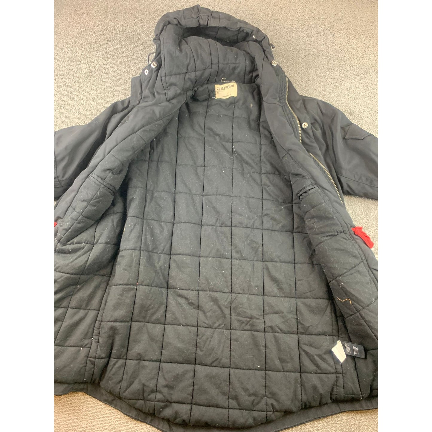 Zadig & Voltaire Kris Parka Women’s Small Black Hooded Zip Pockets