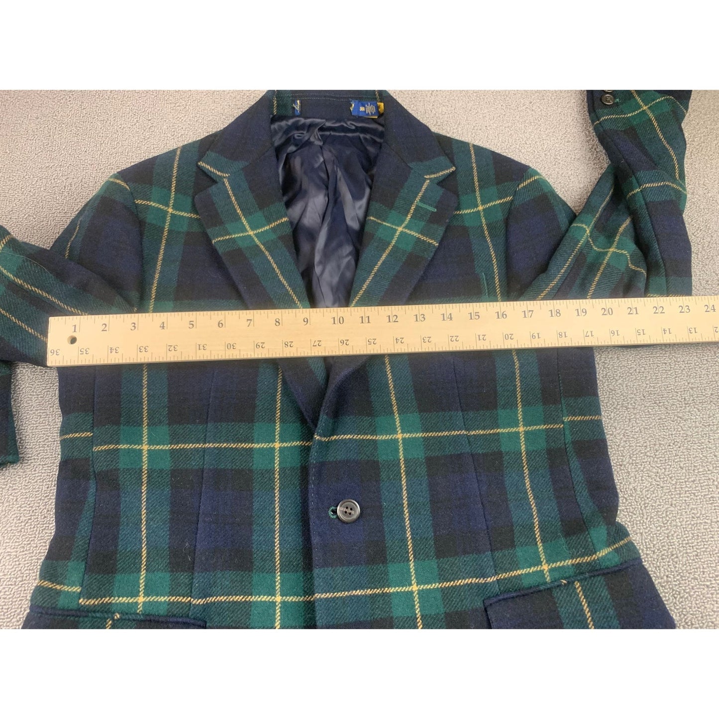 Polo Ralph Lauren Men 38R Tartan Plaid Wool Blend Blazer Sport Coat