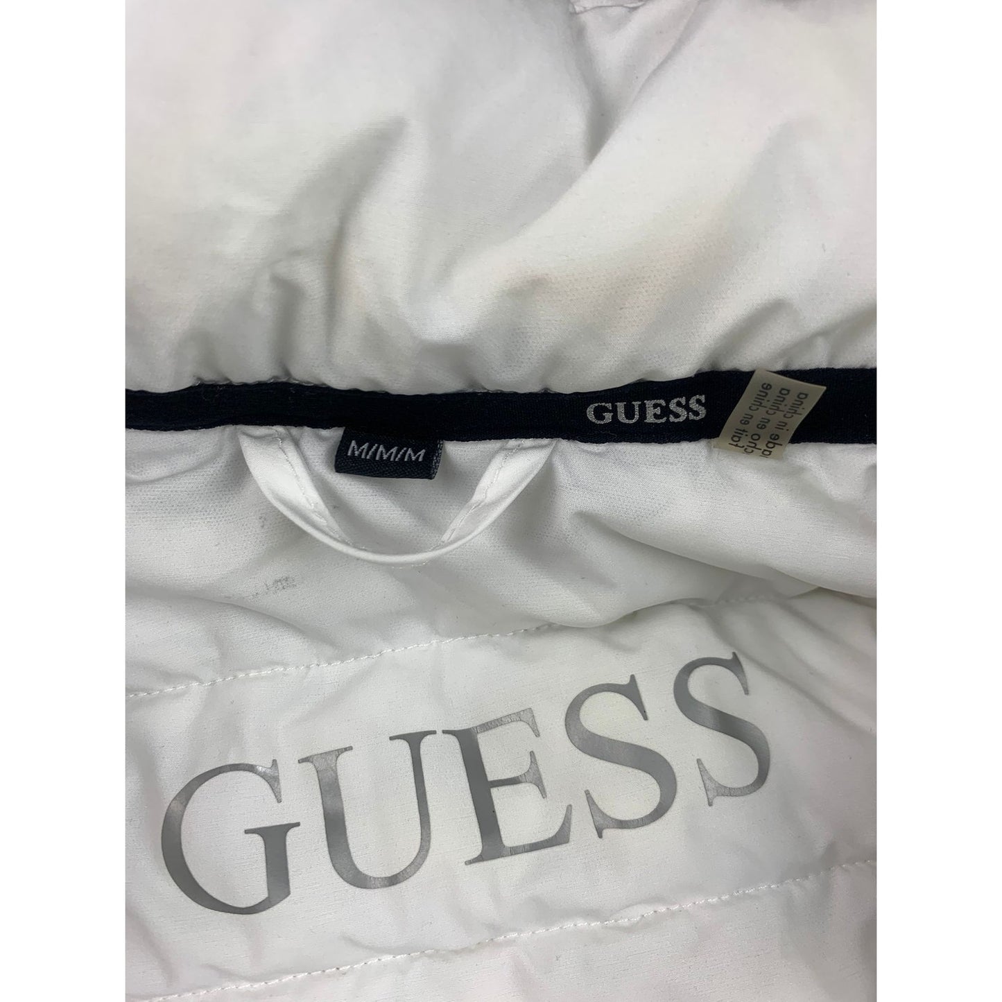 Guess Women's M White Puffer Jacket With Hood