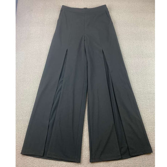 DO+BE Women S Black Wide Leg Pants High Rise Palazzo Front Pleat Slit Trouser