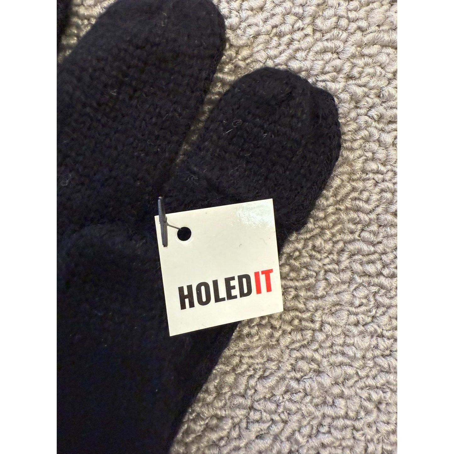Carolina Amato Men One Size Black Holed It Cashmere Gloves