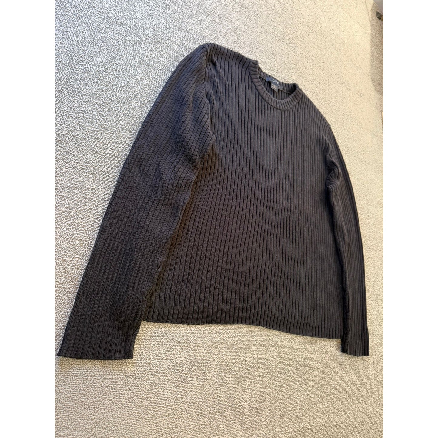 J.Crew Men’s Size L Black Ribbed Knit Cotton Sweater