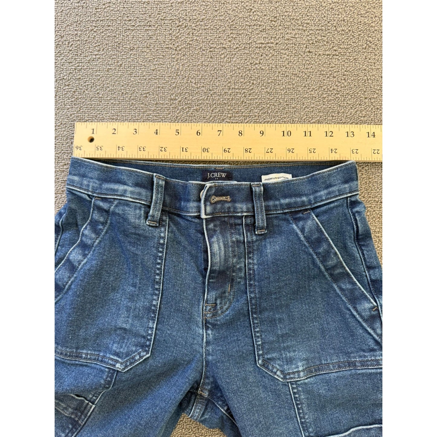 J.Crew Women's Size 25P Blue Straight Leg Cargo Jeans