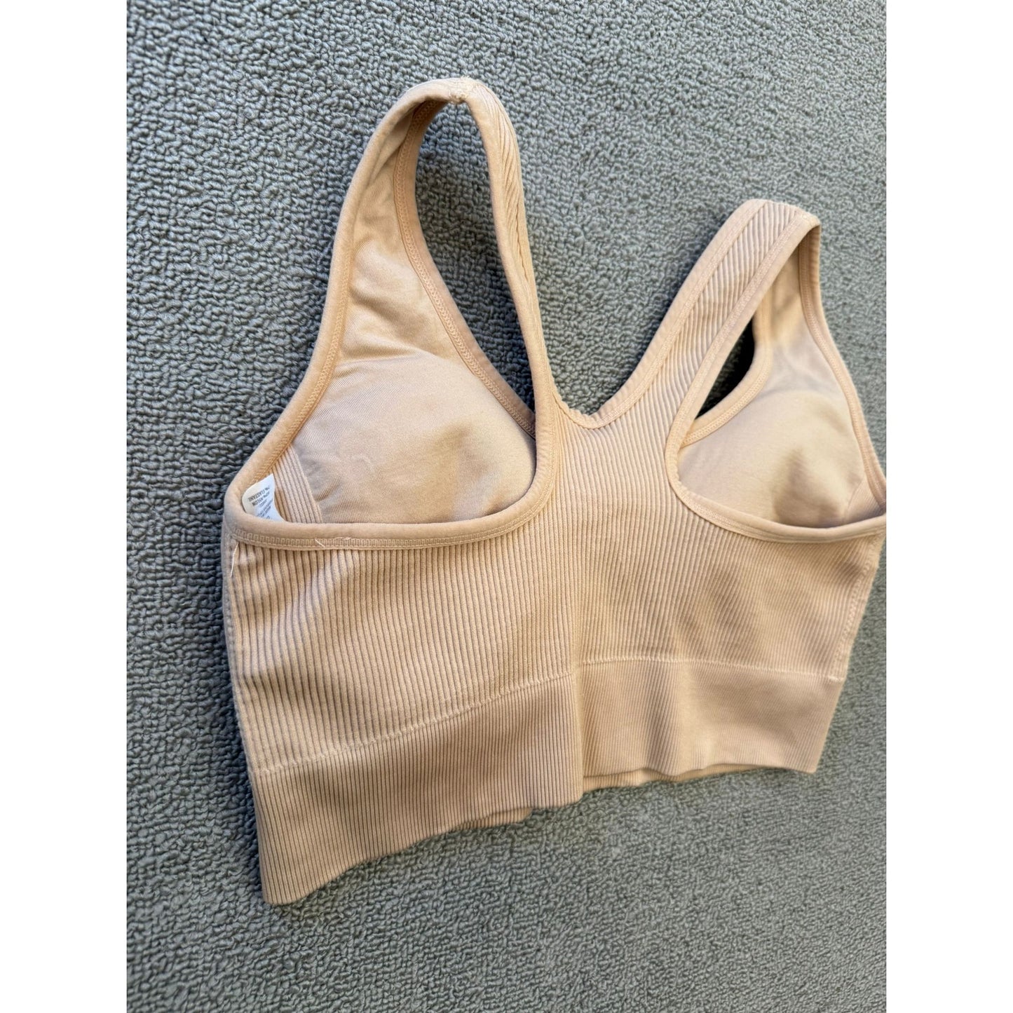 Aerie Women's XL/TG Ribbed Seamless Bralette Top Beige Tan Built-in Bra
