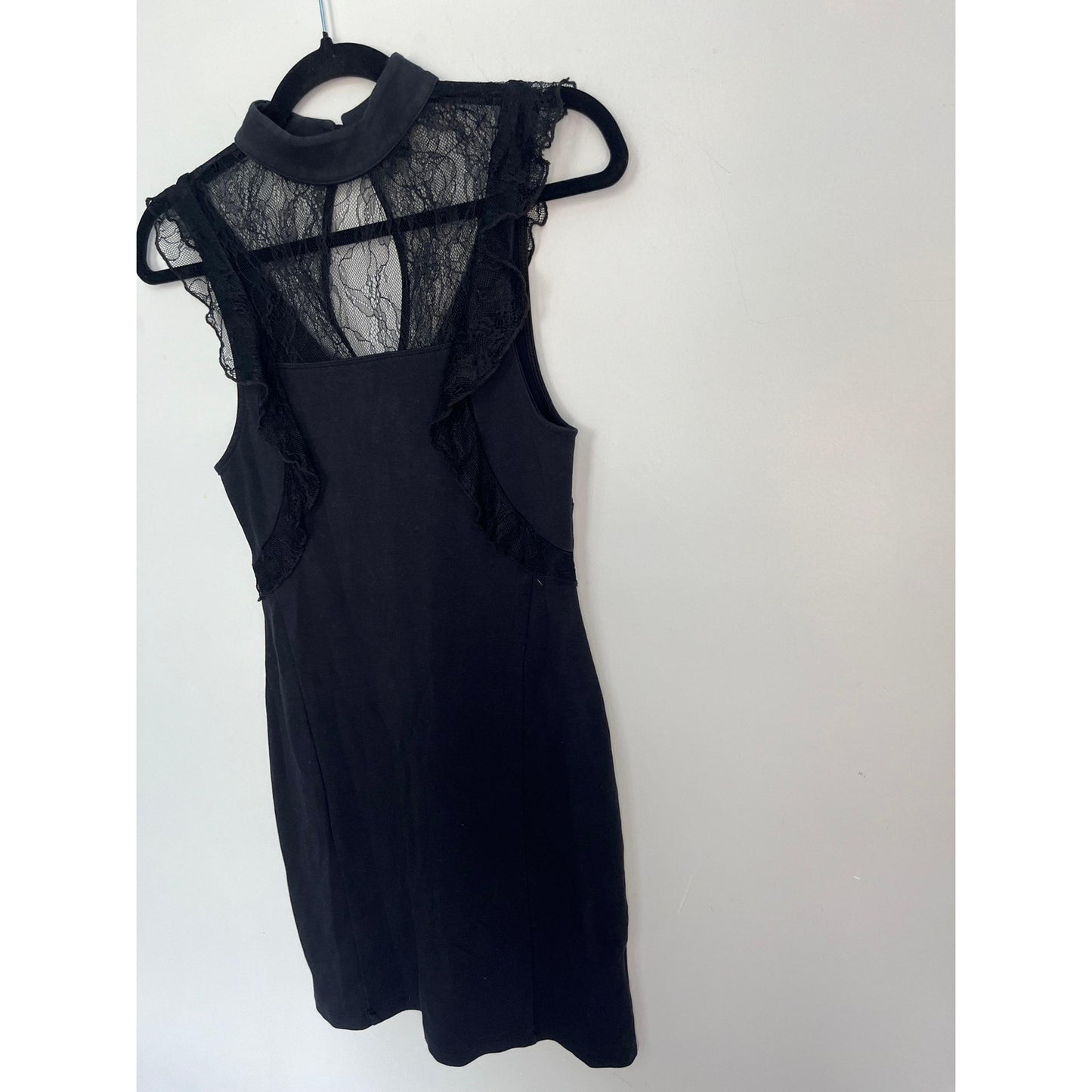 Free People Black Lace Back Sleeveless Mini Dress Women XS Gothic Mesh Detail