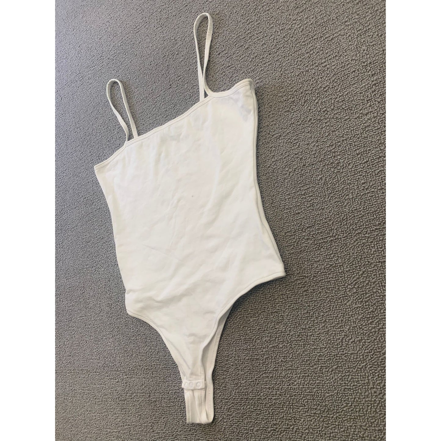 ATM Women Small Petite White Spaghetti Strap Bodysuit