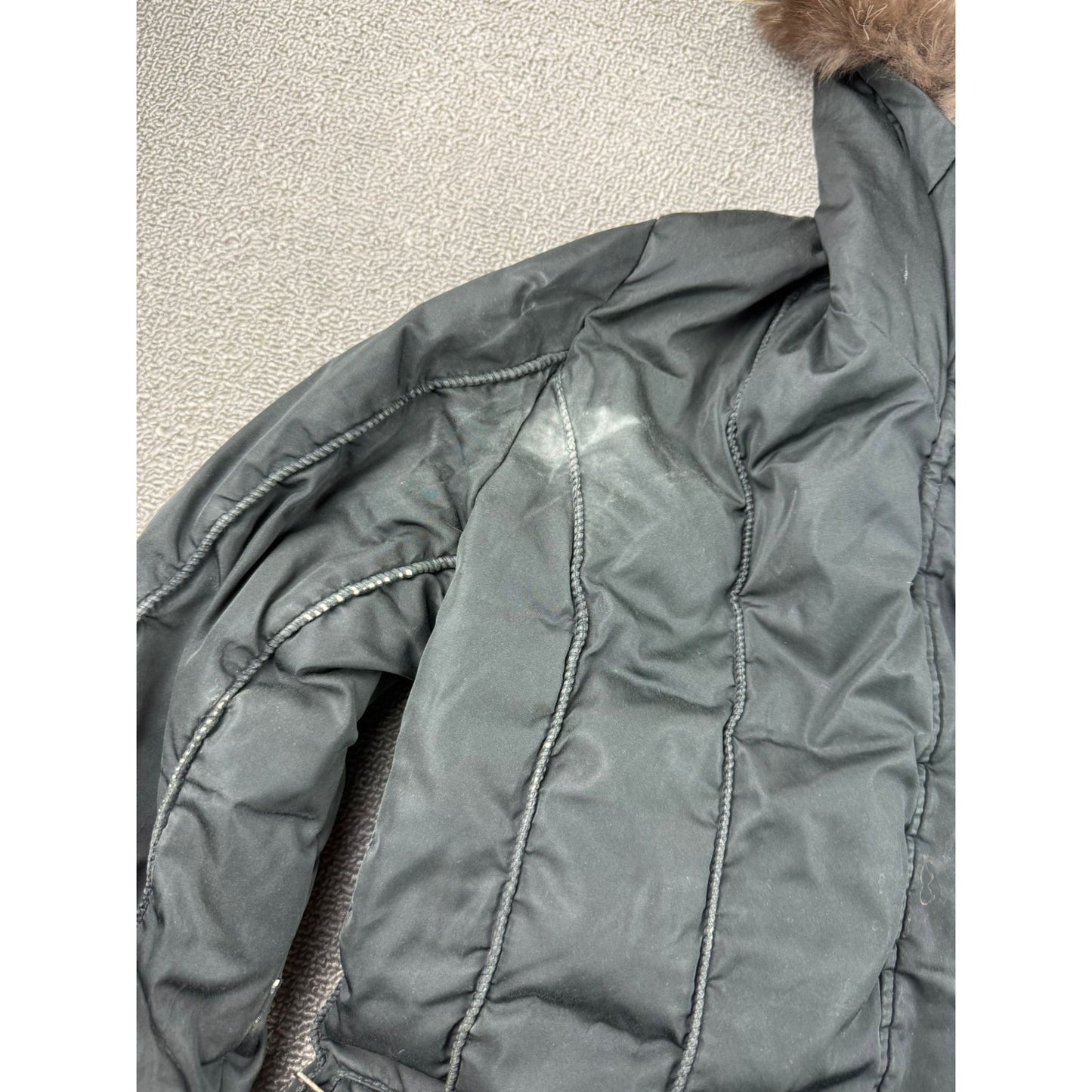 Post Card Women's Medium Black Hooded Fur Trim Puffer Coat